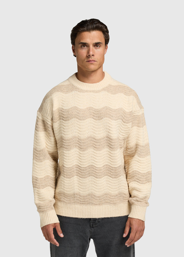 Wave Knitted Crewneck - Sand