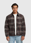 Check Zip Overshirt - Brown