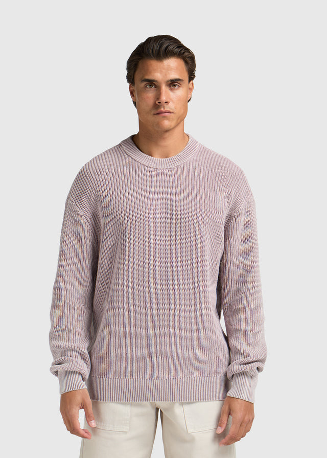 Col rond en tricot lavé - Lilas