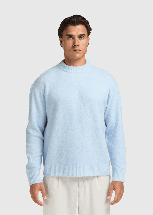 Weicher Strickpullover mit Rundhalsausschnitt - Hellblau