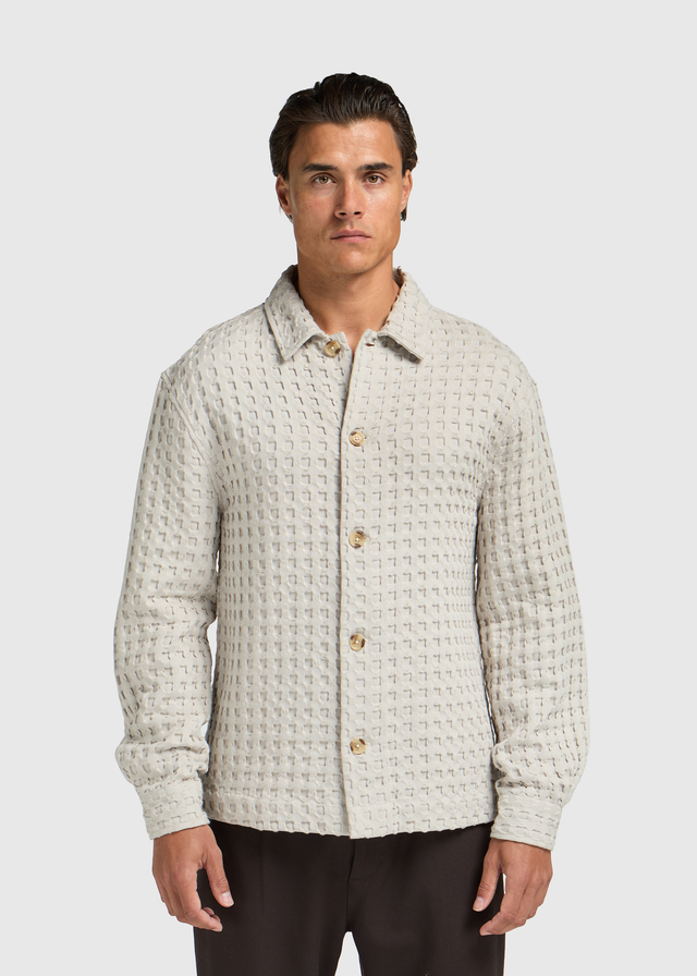 Waffel-Overshirt – Taupe