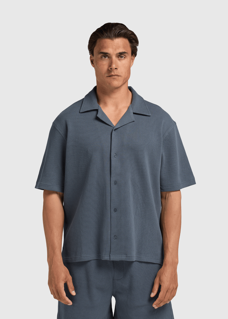 Relaxed Waffle Shirt - Navy Blue