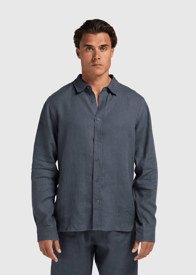 Linen Shirt - Navy Blue