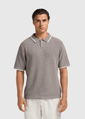 Loop Knit Contrast Polo - Chimera Grey