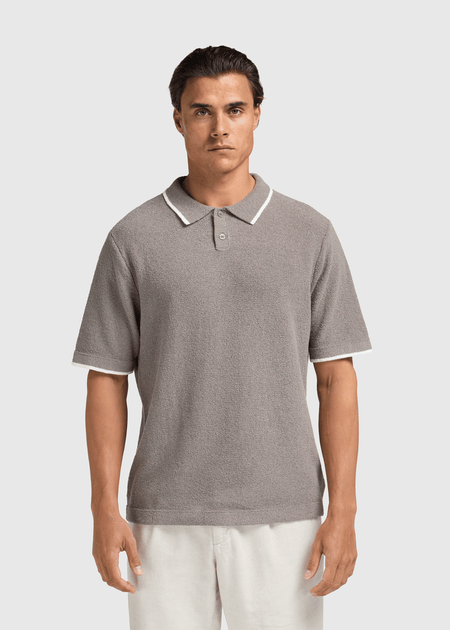 Loop Knit Contrast Polo - Chimera Grey