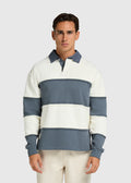Raw Edge Big Stripe Polo - Ombre Blue