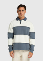 Raw Edge Big Stripe Polo - Ombre Blue