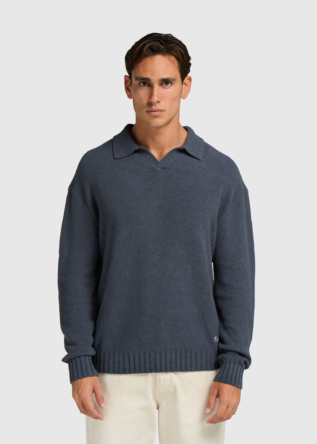 Loop Knit Polo - Ombre Blue