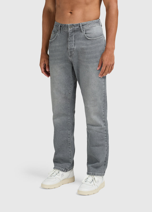Die Clean Straight Jeans – Grau