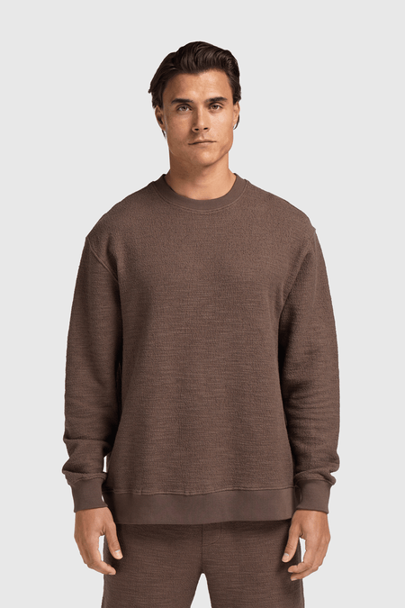 Bouclé-Rundhalspullover – Braun