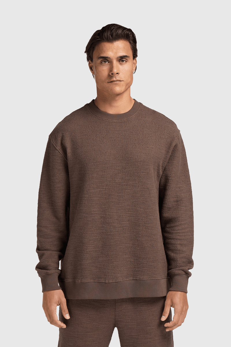 Bouclé-Rundhalspullover – Braun
