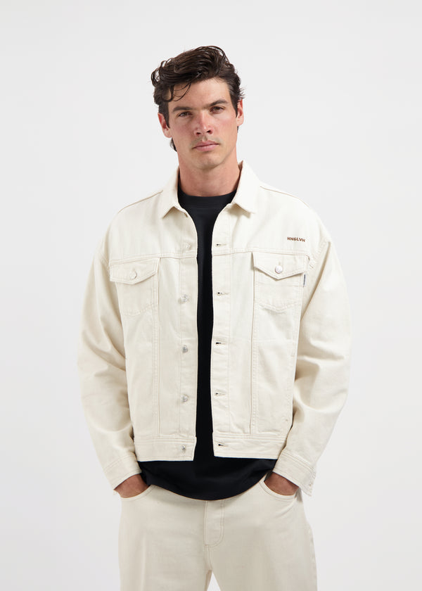 Premium Denim Jacket - Light Sand