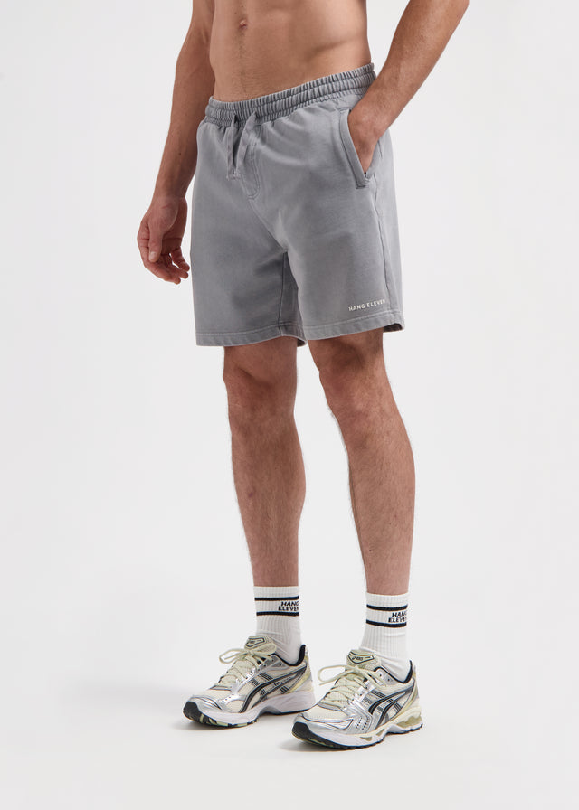 Short en molleton délavé - Gris pierre