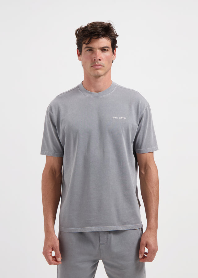 Gewaschenes Essential-T-Shirt – Steingrau