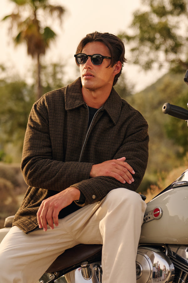 Padded Houndstoot Overshirt - Brown