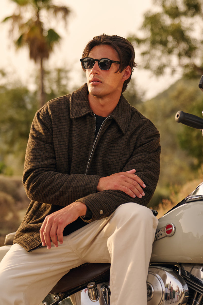 Padded Houndstoot Overshirt - Brown