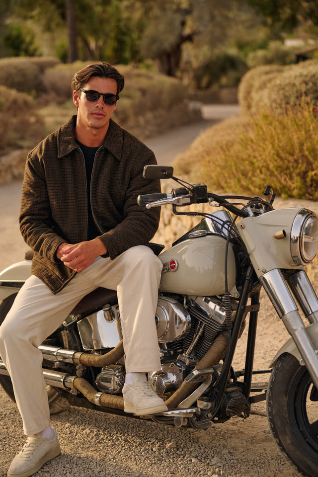 Padded Houndstoot Overshirt - Brown