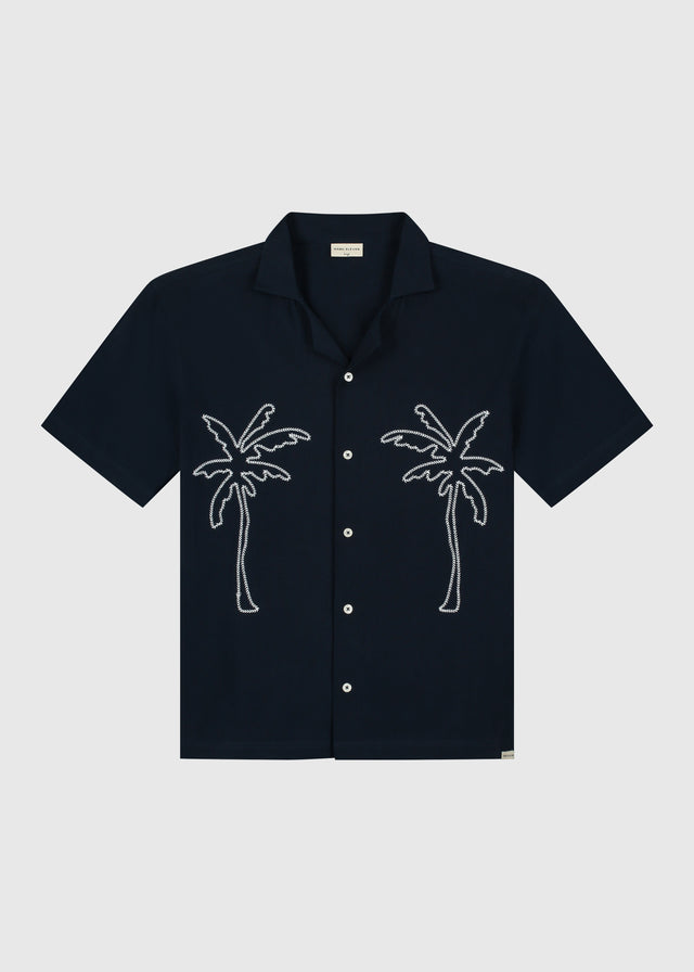 Palm Slub Hemd – Marineblau
