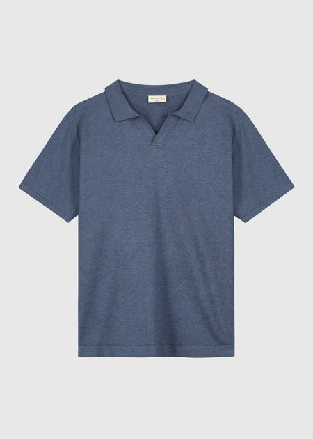 Knitted Polo - Blue Melange
