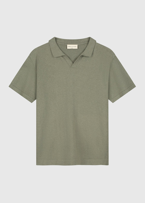 Knitted Polo - Green Melange