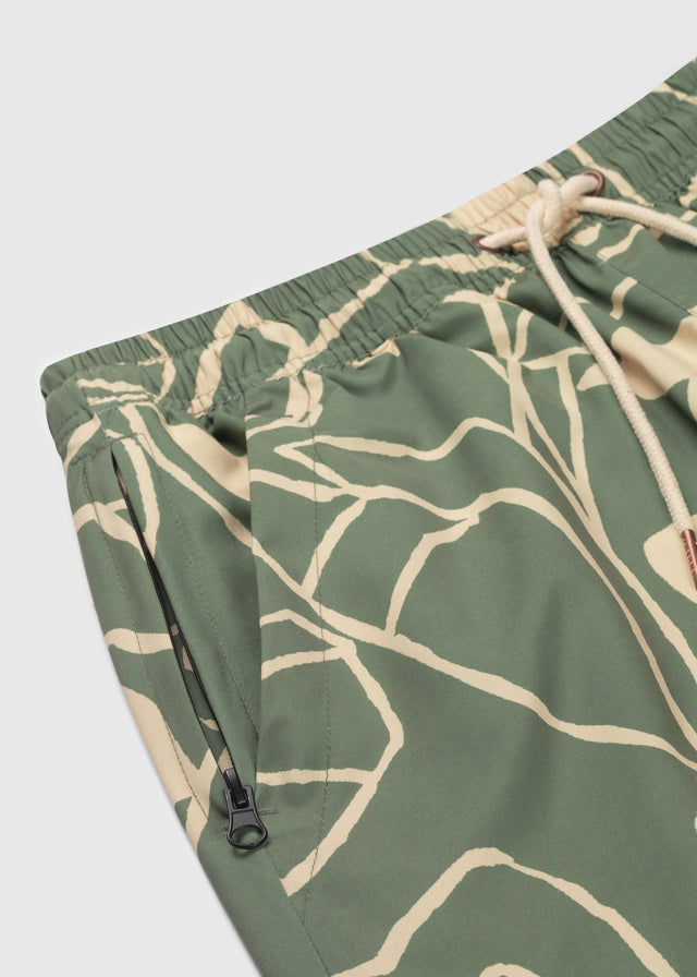Short de bain à motifs végétaux - Vert