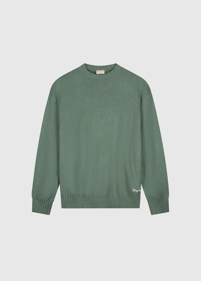Col rond en tricot de qualité supérieure - Vert ardoise