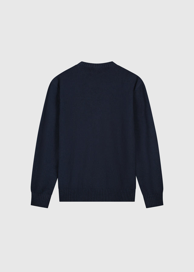 Col rond en tricot de qualité supérieure - Bleu marine