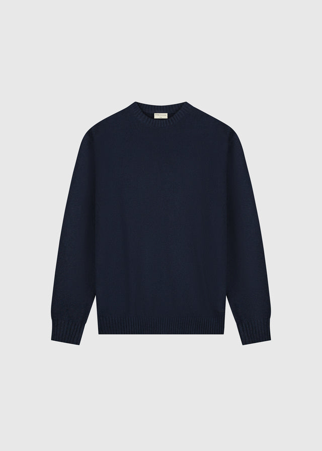 Col rond en tricot de qualité supérieure - Bleu marine