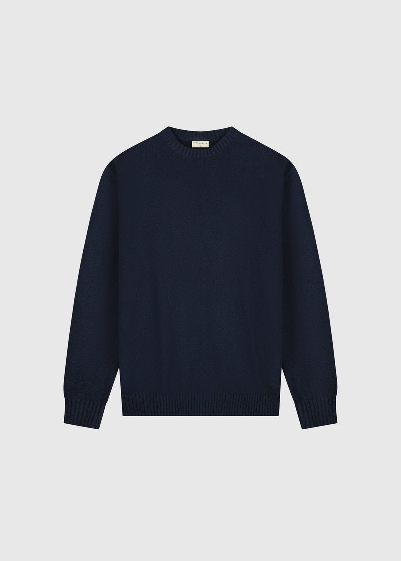Col rond en tricot de qualité supérieure - Bleu marine