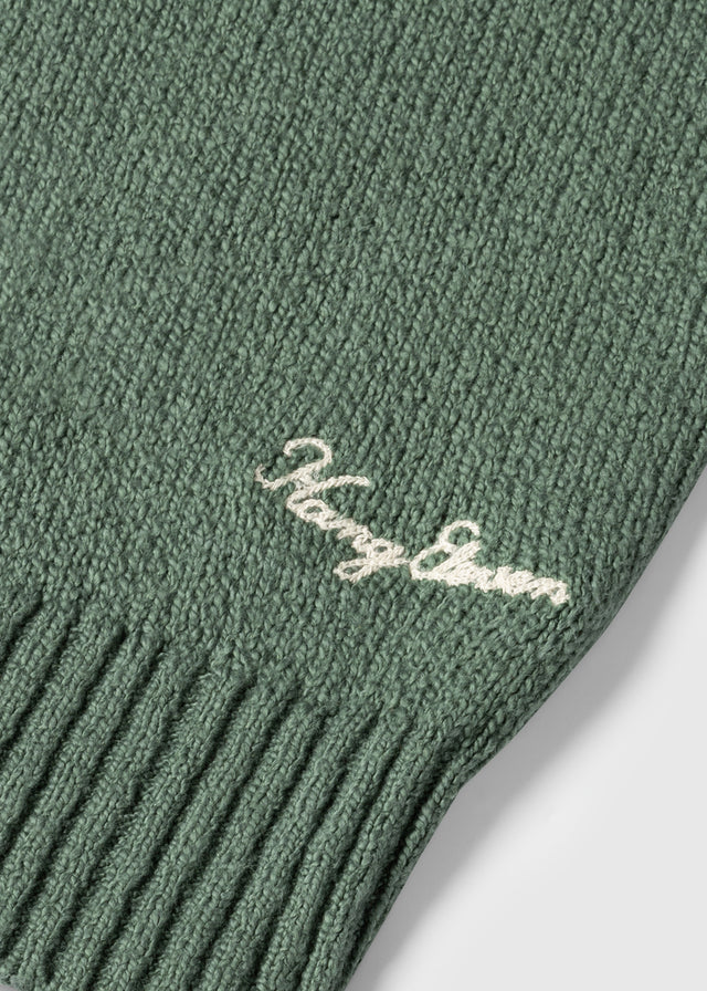 Col rond en tricot de qualité supérieure - Vert ardoise