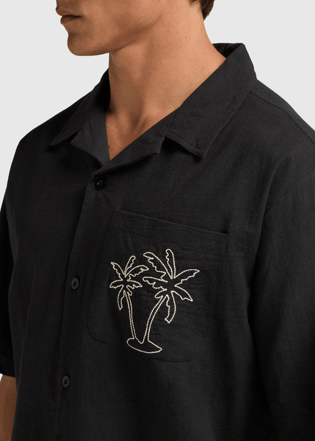 Night Palm Resort Shirt - Off Black