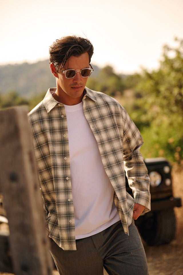 Seersucker Check Shirt - Ecru