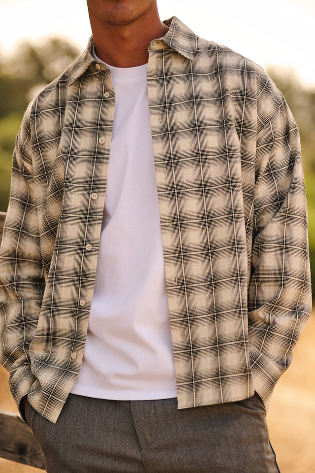 Seersucker Check Shirt - Ecru