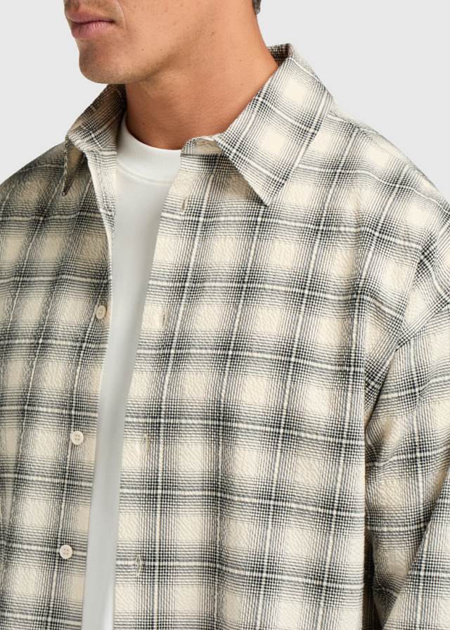 Seersucker Check Shirt - Ecru