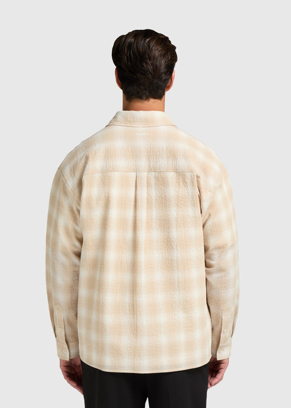 Shadow Check Seersucker Shirt - Sand