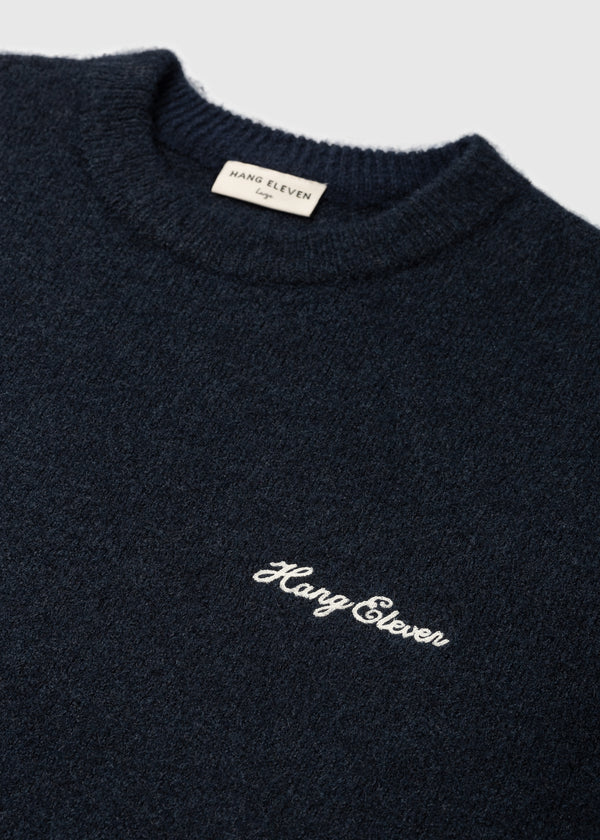 Soft Knitted Crewneck - Navy Blue