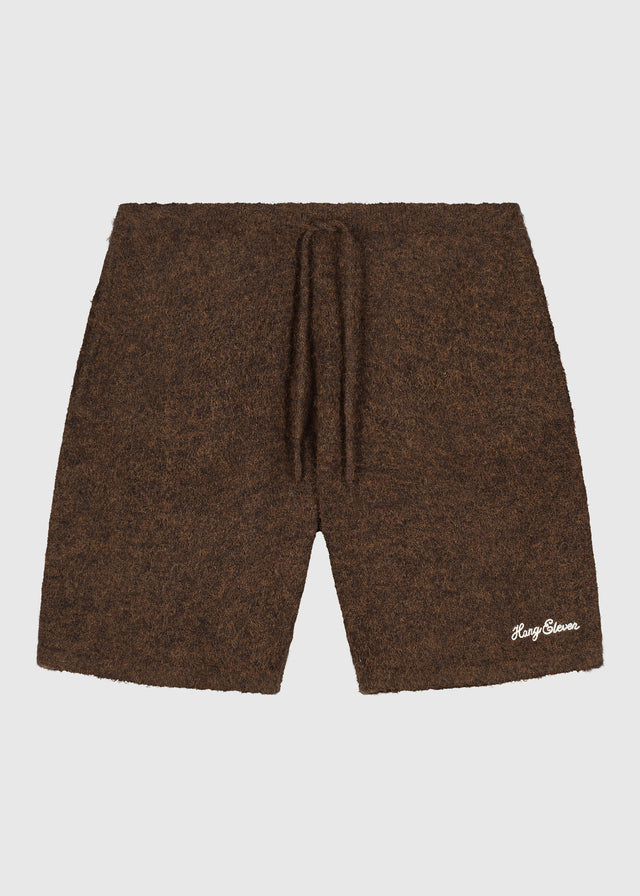 Weiche Strickshorts – Braun