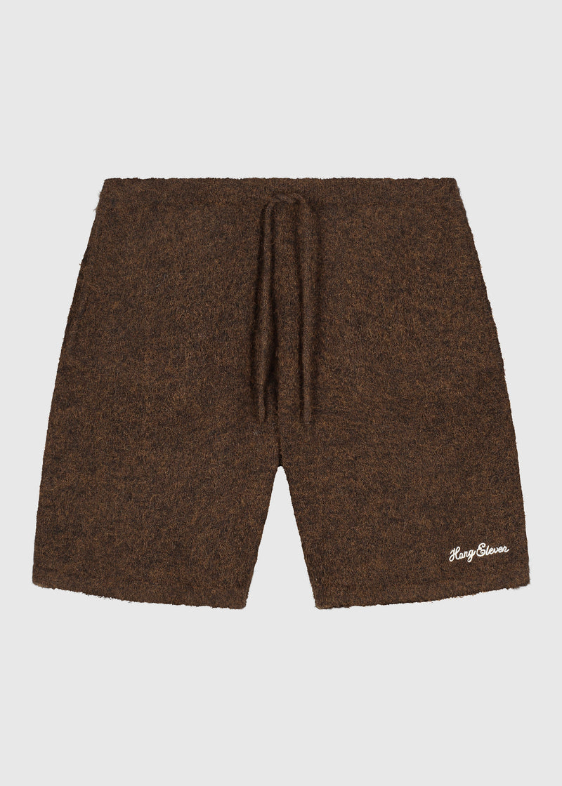 Weiche Strickshorts – Braun