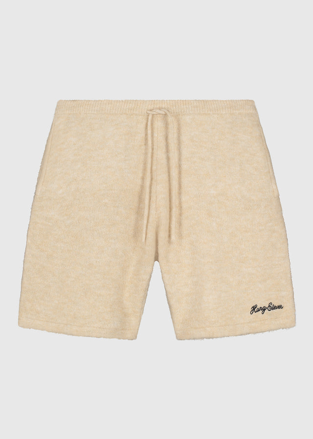 Weiche Strickshorts - Sand