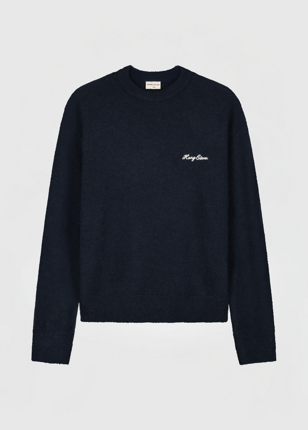 Soft Knitted Crewneck - Navy Blue