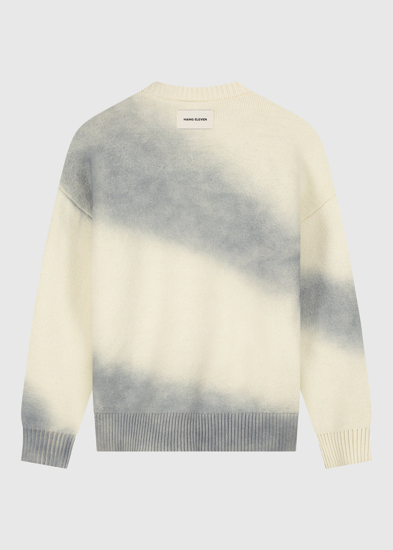 Pull col rond en jersey côtelé - Gris pierre