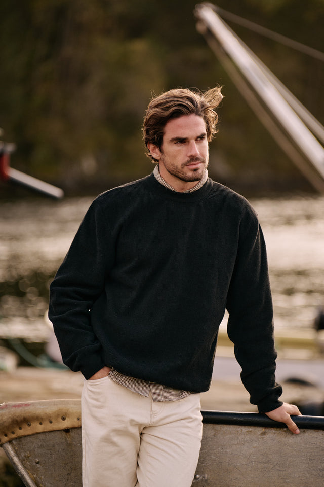 Structure Knit Crewneck - Midnight Black