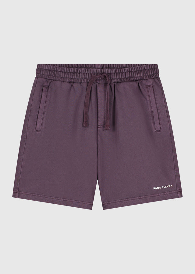 Sweatshorts aus gewaschenem Stoff – Dunkelviolett