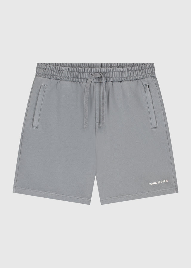 Short en molleton délavé - Gris pierre