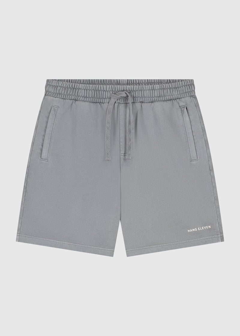 Sweatshorts aus gewaschenem Stoff – Steingrau