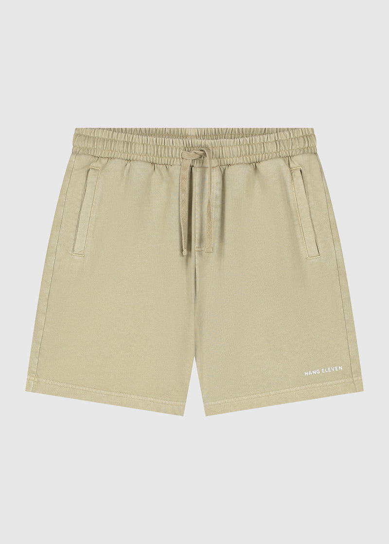 Sweatshorts aus gewaschenem Stoff – Schiefergrün