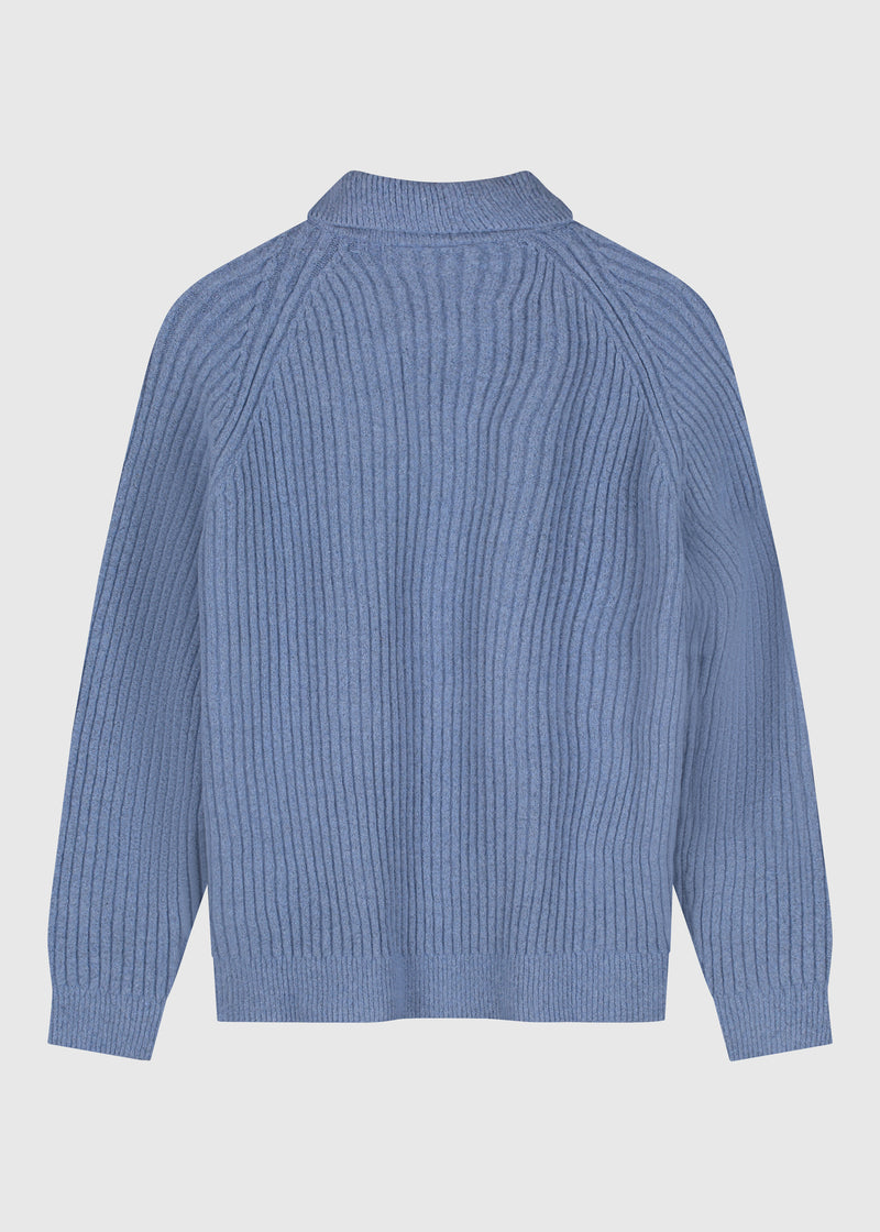 Polo-Polo mit weicher Struktur – Blaumeliert