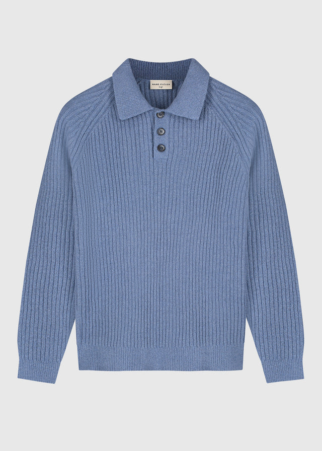 Polo à structure douce - Bleu mélangé