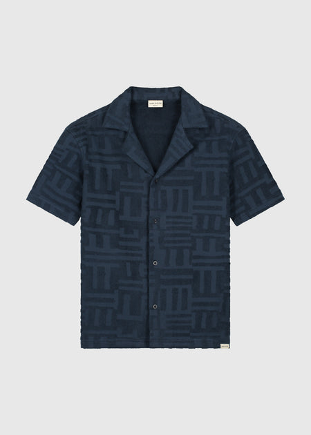 Toweling Jacquard Shirt - Navy Blue