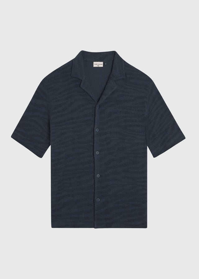 Terry-Jacquard-Hemd – Marineblau